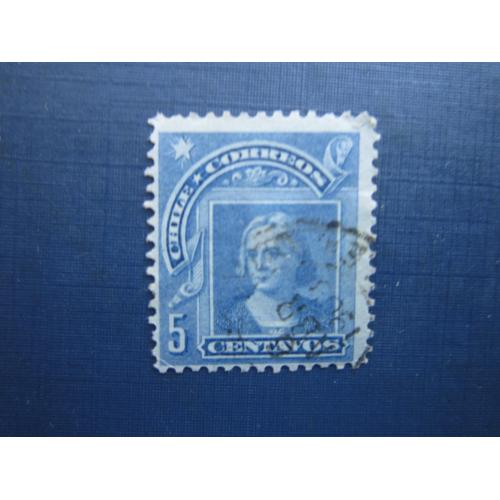 Марка Чили 1905 стандарт Колумб 5 сентаво гаш