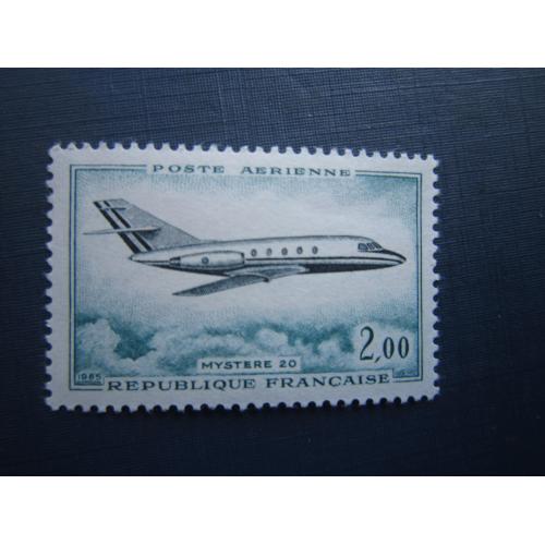 Марка Франция 1965 транспорт авиация самолёт Фалкон-20 (Мистери) MNH КЦ 1.25 $