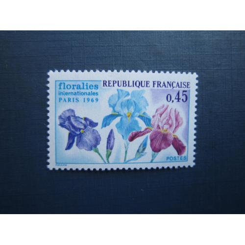 Марка Франция 1969 день цветов флора цветы ирисы MNH