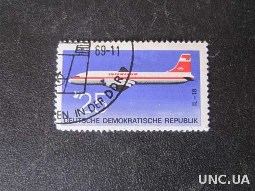 марка ГДР 1969 самолёт ИЛ-18
