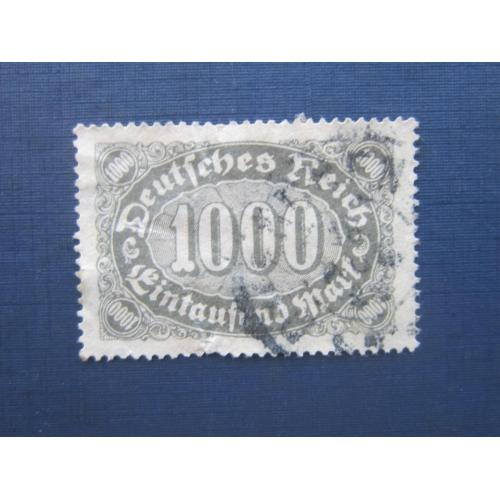 Марка Германия 1922 стандарт 1000 марок с ВЗ перф 14.75:14.25 гаш