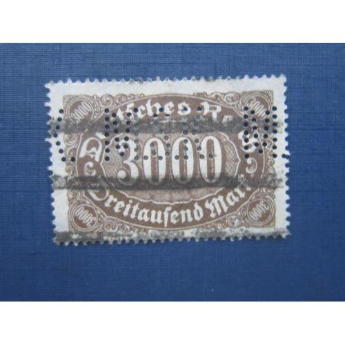 Марка Германия 1922 стандарт 3000 марок с ВЗ перф 14.75:14.25 гаш перфорация