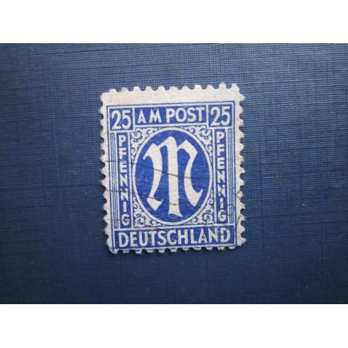 Марка Германия Британо-Американская оккупационная зона 1945 стандарт 25 пф гаш КЦ 14 $