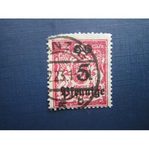 Марка Германия Данциг (Гданьск Польша) 1923 стандарт надпечатка 5/50 пф гаш