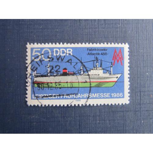 Марка Германия ГДР 1986 транспорт корабль гаш