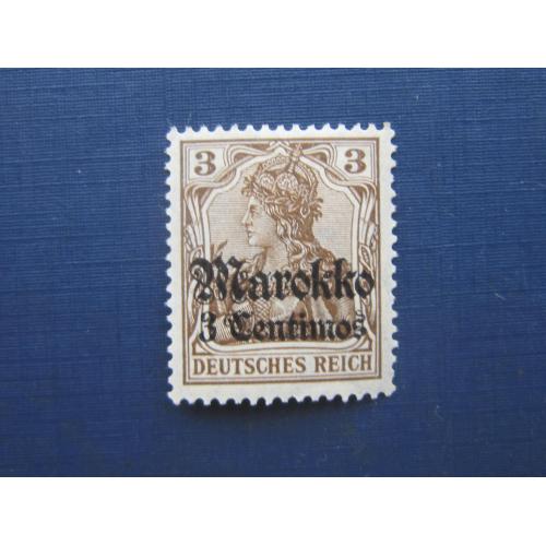 Марка Германия Марокко 1900 надпечатка 3 сантима/3 пфеннига MH