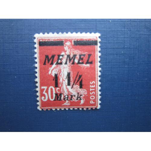 Марка Германия Мемель Клайпеда  (Литва) 1922 стандарт надпечатка 1.25 мар/30 сант MH