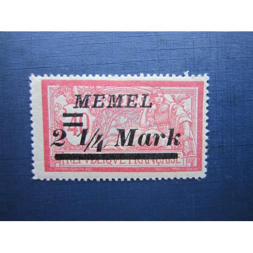 Марка Германия Мемель Клайпеда  (Литва) 1922 стандарт надпечатка 2.25 мар/40 сант MNH
