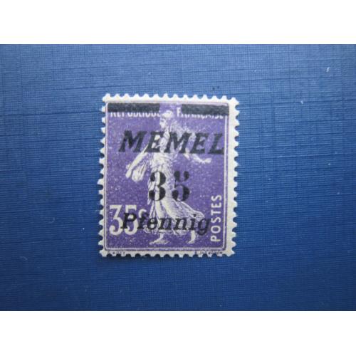 Марка Германия Мемель Клайпеда  (Литва) 1922 стандарт надпечатка 35 пф/35 сант MH