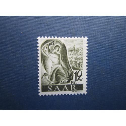 Марка Германия Саар 1947 стандарт шахтёр 12 пф MH