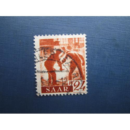 Марка Германия Саар 1947 стандарт сталевары 24 пф гаш