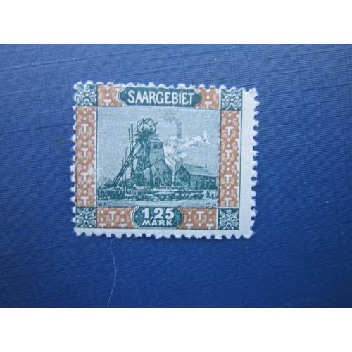 Марка Германия Саар плебисцит 1921 стандарт шахта 1.25 мар MH