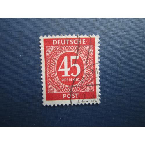 Марка Германия Союзническая оккупационная зона 1946 стандарт 45 пф гаш