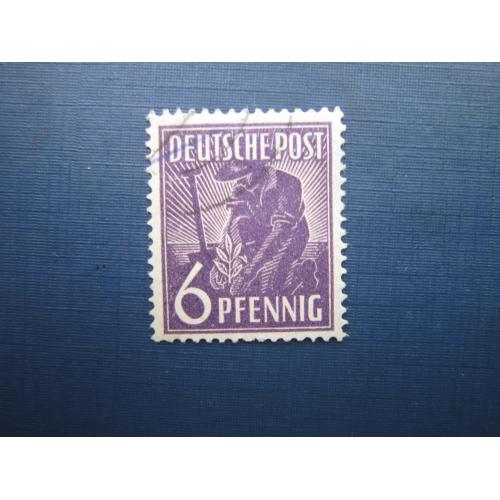 Марка Германия Союзническая оккупационная зона 1947 стандарт 6 пф гаш