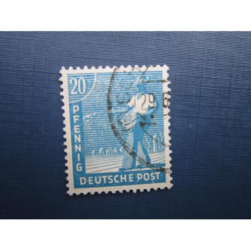 Марка Германия Союзническая оккупационная зона 1947 стандарт сеятель 20 пф гаш