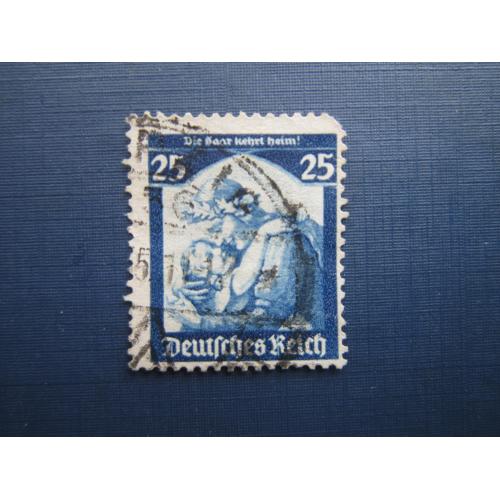 Марка Германия Третий Рейх 1935 Саар воссоединение 25 пф гаш КЦ 11.5 $