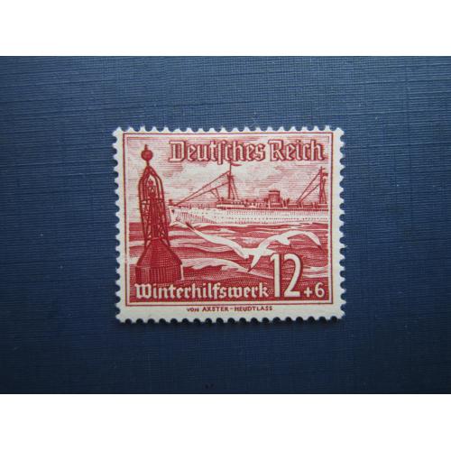 Марка Германия Третий Рейх 1937 транспорт корабль 12+6 пф без клея