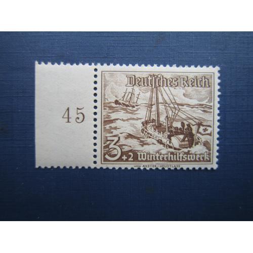 Марка Германия Третий Рейх 1937 транспорт корабль 3+2 пф MNH