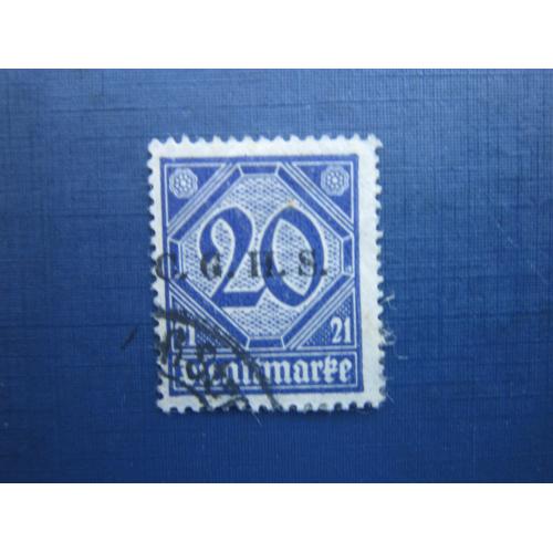 Марка Германия Верхняя Силезия Оккупация 1920 стандарт надпечатка C.G.H.S. 20 пф гаш