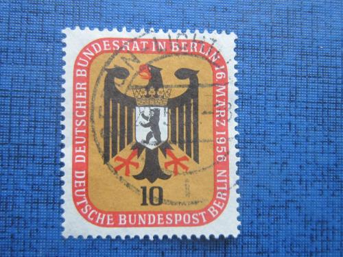 Марка Германия Западный Берлин 1956 федеральный герб 10 пфеннигов гаш