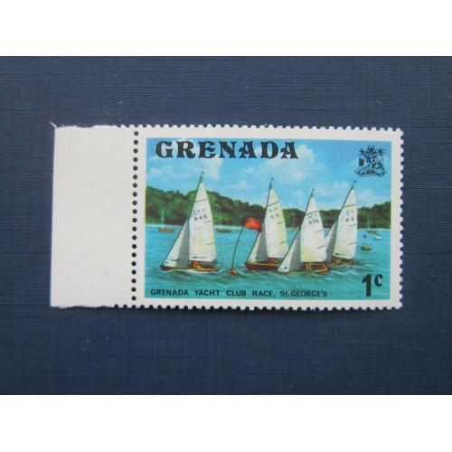 Марка Гренада 1975 транспорт корабль парусник яхта 1 цент MNH