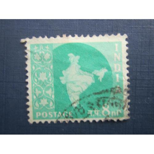 Марка Индия 1957 стандарт 8 новых пайсов карта гаш КЦ 1.7 $