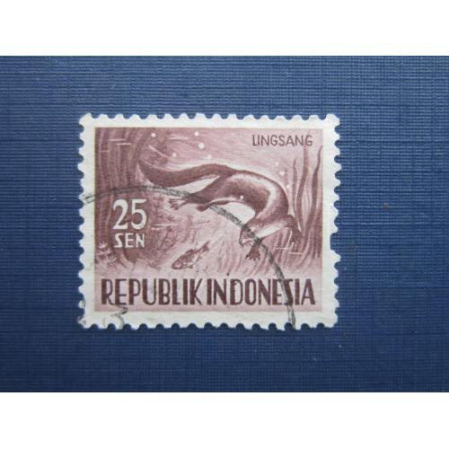 Марка Индонезия 1956 фауна выдра гаш