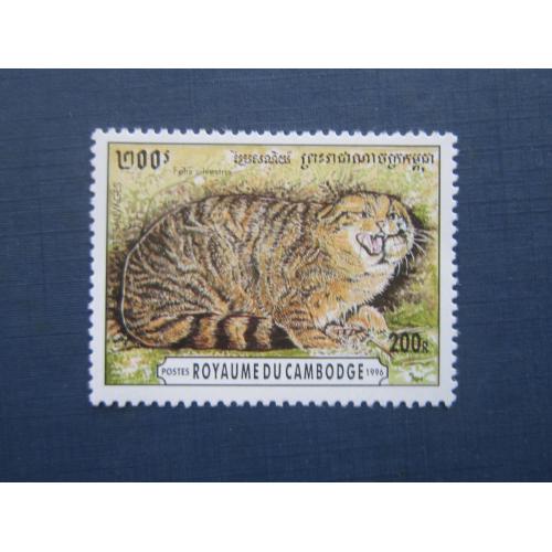 Марка Камбоджа 1996 фауна дикая европейская лесная кошка MNH