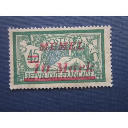 Марка Клайпеда (Мемель) Литва 1922 надпечатка 10 марок/45 сантим MH