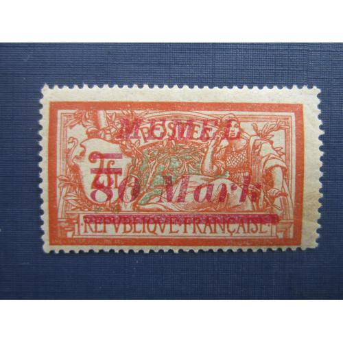 Марка Клайпеда (Мемель) Литва 1922 надпечатка 80 марок/2 франка MH