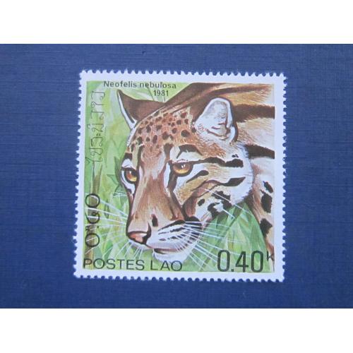 Марка Лаос 1981 фауна азиатский дымчатый леопард MNH