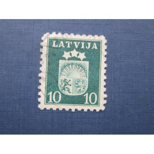 Марка Латвия 1940 стандарт герб 10 сантим гаш