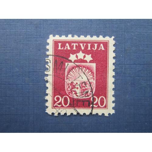 Марка Латвия 1940 стандарт герб 20 сантим гаш