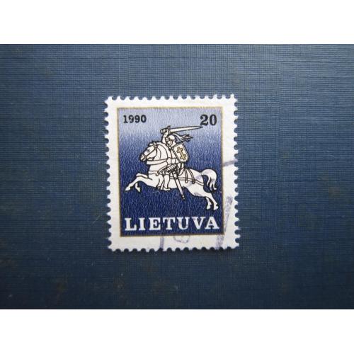 Марка Литва 1990 стандарт герб 20 сенті гаш
