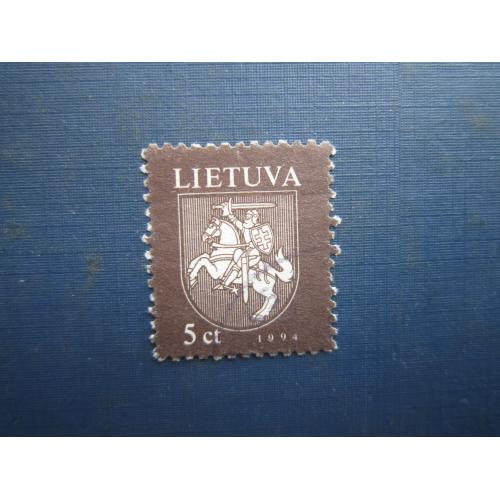 Марка Литва 1994 стандарт герб 5 сенті гаш