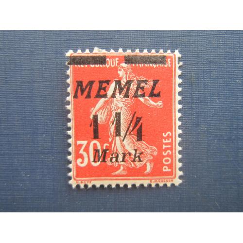 Марка Литва Мемель (Клайпеда) 1922 надпечатка 1.25 марки/30 сантимов MH