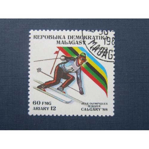 Марка Мадагаскар 1988 спорт олимпиада Калгари лыжи слалом гаш