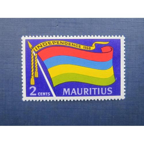Марка Маврикий 1968 независимость флаг 2 цента MH