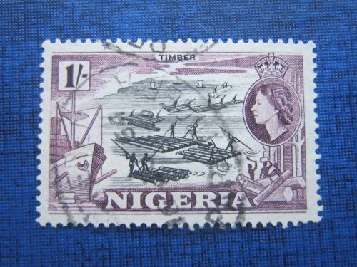 Марка Нигерия 1953 корабль плоті река 1 шиллинг гаш