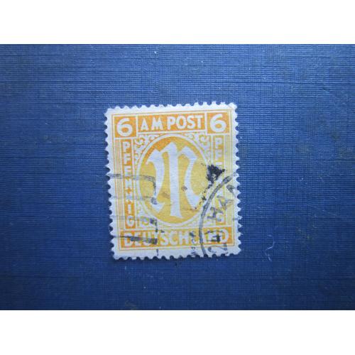 Марка Німеччина Англо-Американська зона 1945 стандарт 6 пфенігів гаш