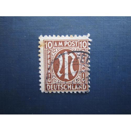 Марка Німеччина Британо-американська окупаційна зона 1945 стандарт 10 пф гаш КЦ 2.5 $