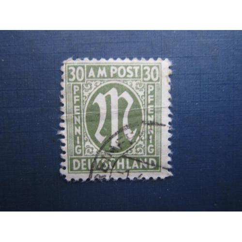 Марка Німеччина Британо-американська окупаційна зона 1945 стандарт 30 пф гаш КЦ 3 $