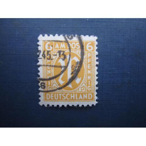 Марка Німеччина Британо-американська окупаційна зона 1945 стандарт 6 пф гаш