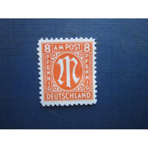Марка Німеччина Британо-Американська окупаційна зона 1945 стандарт 8 пф MH КЦ 6 $