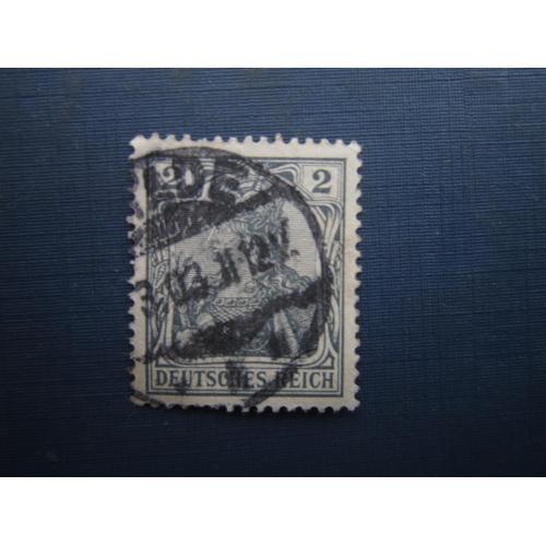 Марка Німеччина імперія 1902 стандарт 2 пф без ВЗ гаш