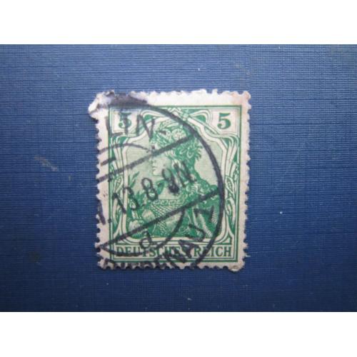 Марка Німеччина імперія 1902 стандарт 5 пф без ВЗ гаш