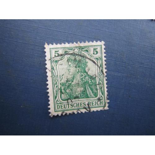 Марка Німеччина імперія 1905 стандарт 5 пф ВЗ гаш