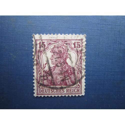 Марка Німеччина імперія 1920 стандарт 15 пф коричневий фон не заштрихован гаш