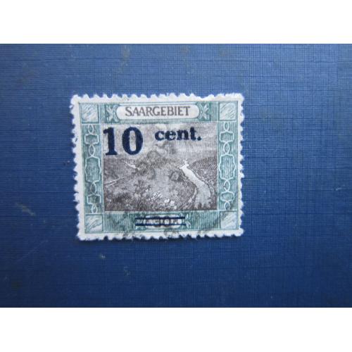 Марка Німеччина Плебісцит Саар 1921 наддрук 10 сантим/30 марок гаш