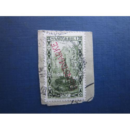 Марка Німеччина Плебісцит Саар 1922 стандарт архітектура наддрук службова 50 сантим гаш